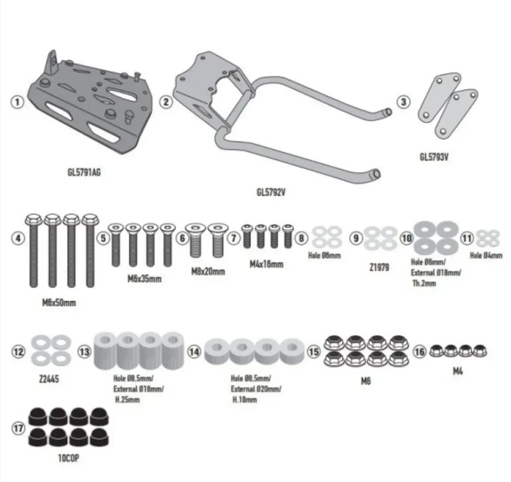 [SRA3128] KIT ANCLAJE SRA3128 GIVI
