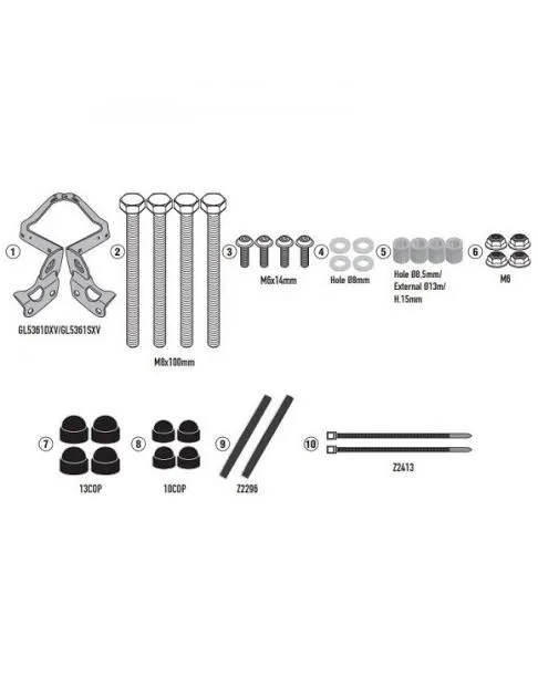 KIT MONTAKE PARABRISA (CUPULA) AL9351A GIVI