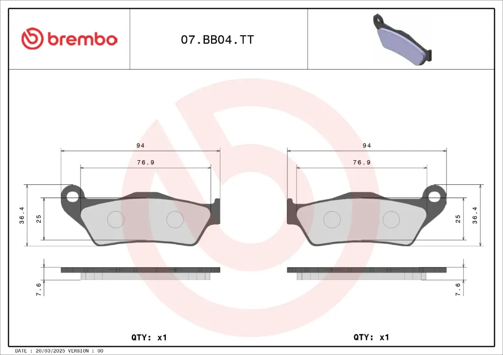 [07BB04TT] PASTILLAS FRENO 031 REF GOLDFREN 07BB04TT BREMBO