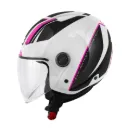 CASCO DEMI JET H11.7 BLANCO/NEGRO/FUCSIA GIVI