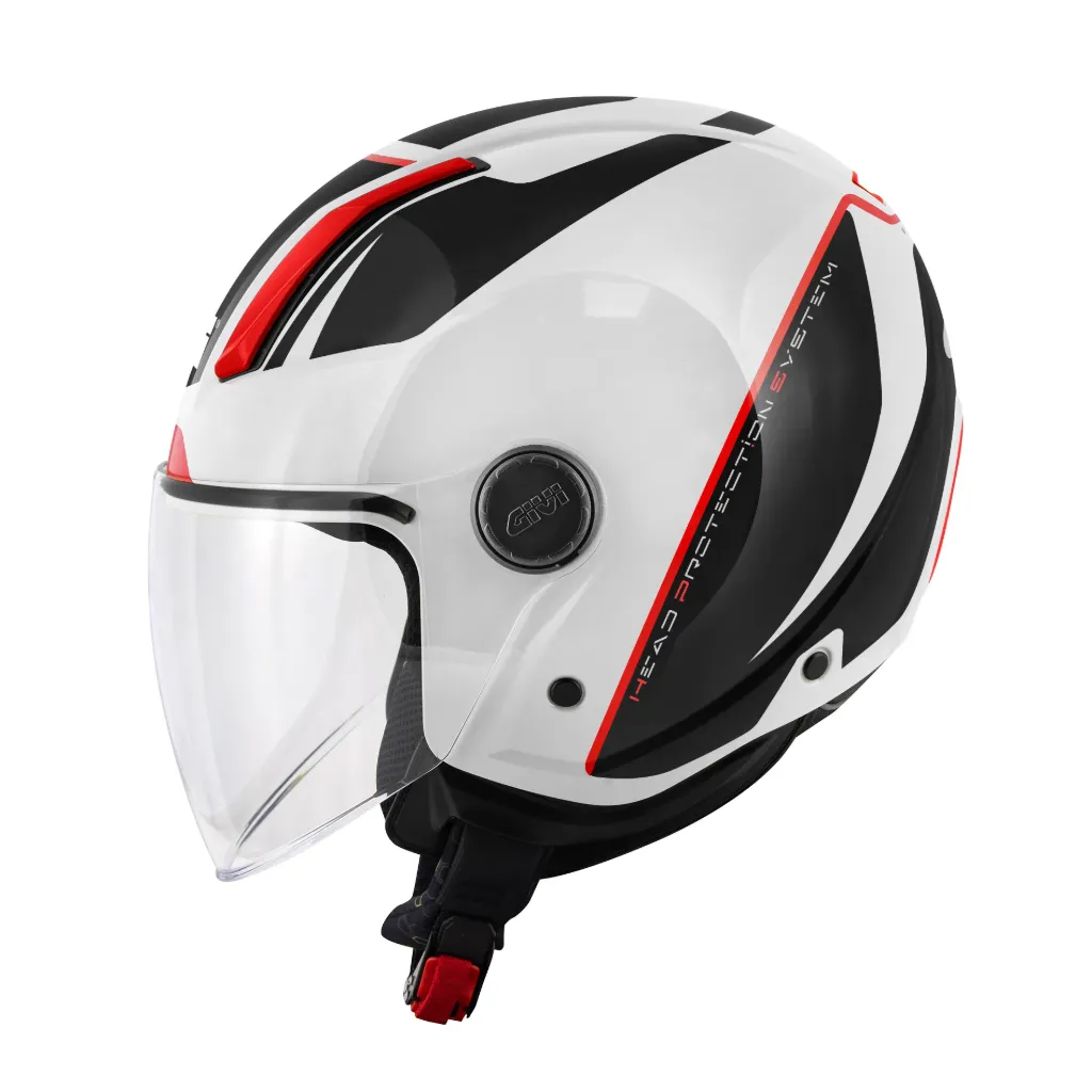 CASCO DEMI JET H11.7 BLANCO/NEGRO/ROJO GIVI